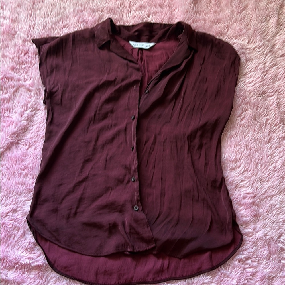 Women's Burgundy Button-Up Top